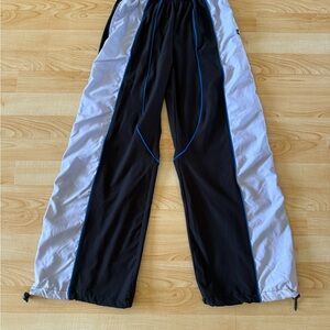 Black & White Kids Track Pants with Blue Piping